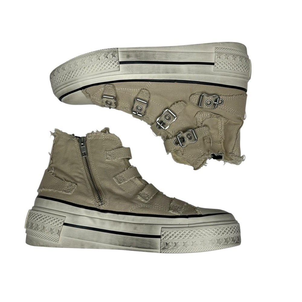NEW W/BOX ASH Rainbow Washed Canvas High Top Sneakers in Sand 39 - Picture 11 of 13